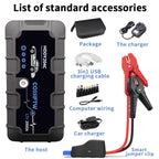 2000A UltraSafe 12V Car Jump Starter – Portable Battery Booster Pack with USB Charger & LED Flashlight – Up to 6.0L Petrol / 3.0L Diesel Engines