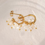 18k Dainty Pearl Droplet Dangle Earrings