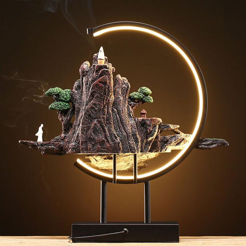 Incense lamp with Misty Mountain Landscape