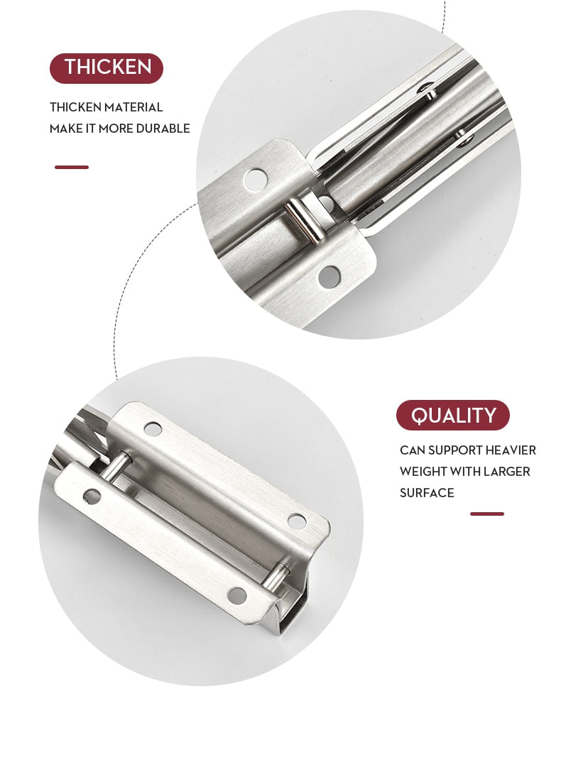 2-piece set collapsible shelf brackets, heavy-duty, made of stainless steel for tables, motorhomes and space-saving