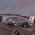 Silver Viking Bracelet "WolfBand" – Handmade with Fenrir Motif