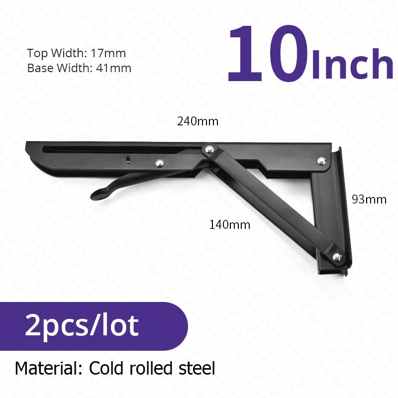 2-piece set collapsible shelf brackets, heavy-duty, made of stainless steel for tables, motorhomes and space-saving