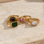 Chunky Cross Striped Baguette Diamond Ring
