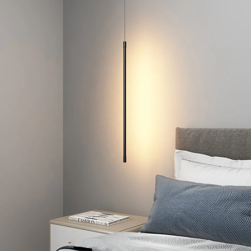 Nordic LED Pendant Light: Minimalist design with creative lines, perfect for the bedroom, dining area