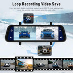 Mirror Dash Cam with 9.66-Inch Touchscreen, Dual 1280×720P Cameras and GPS