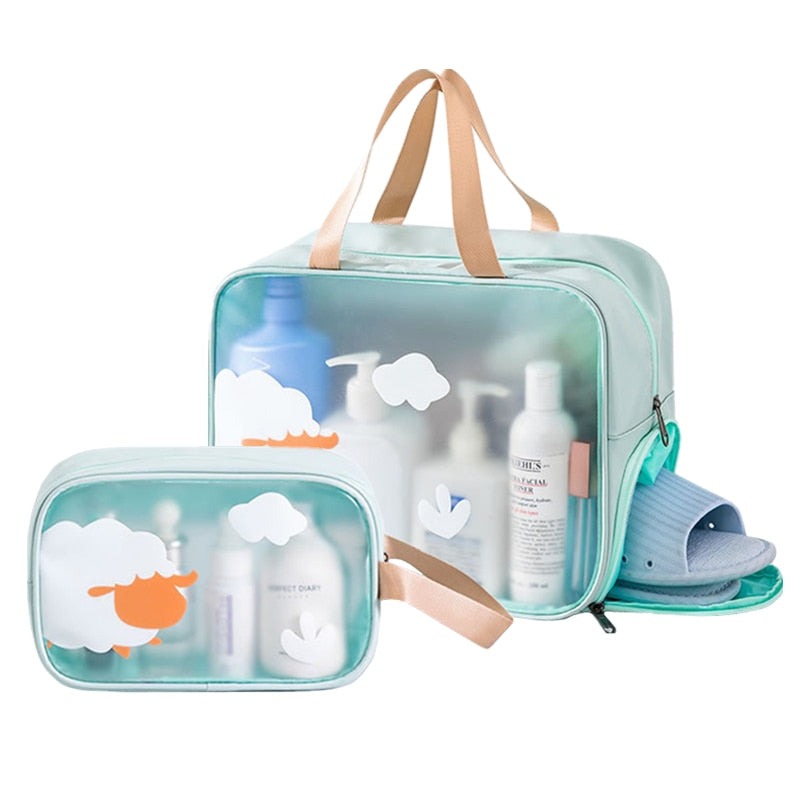 Waterproof Cosmetic Organizer Travel Bag with Wet-Dry Compartment