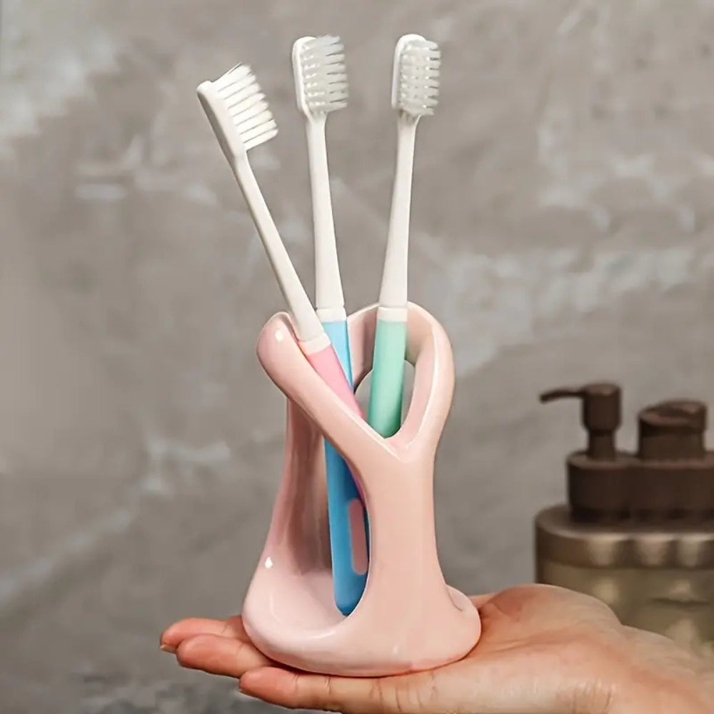 Heart-Shaped Ceramic Toothbrush Holder