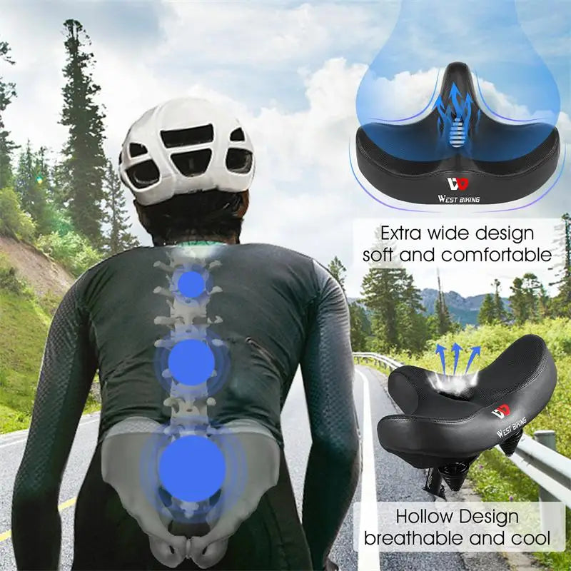 Ergonomic Bike Saddle with Thick Cushion Pad – Most Comfortable Bike Saddle for MTB and Road Bikes, Breathable Design