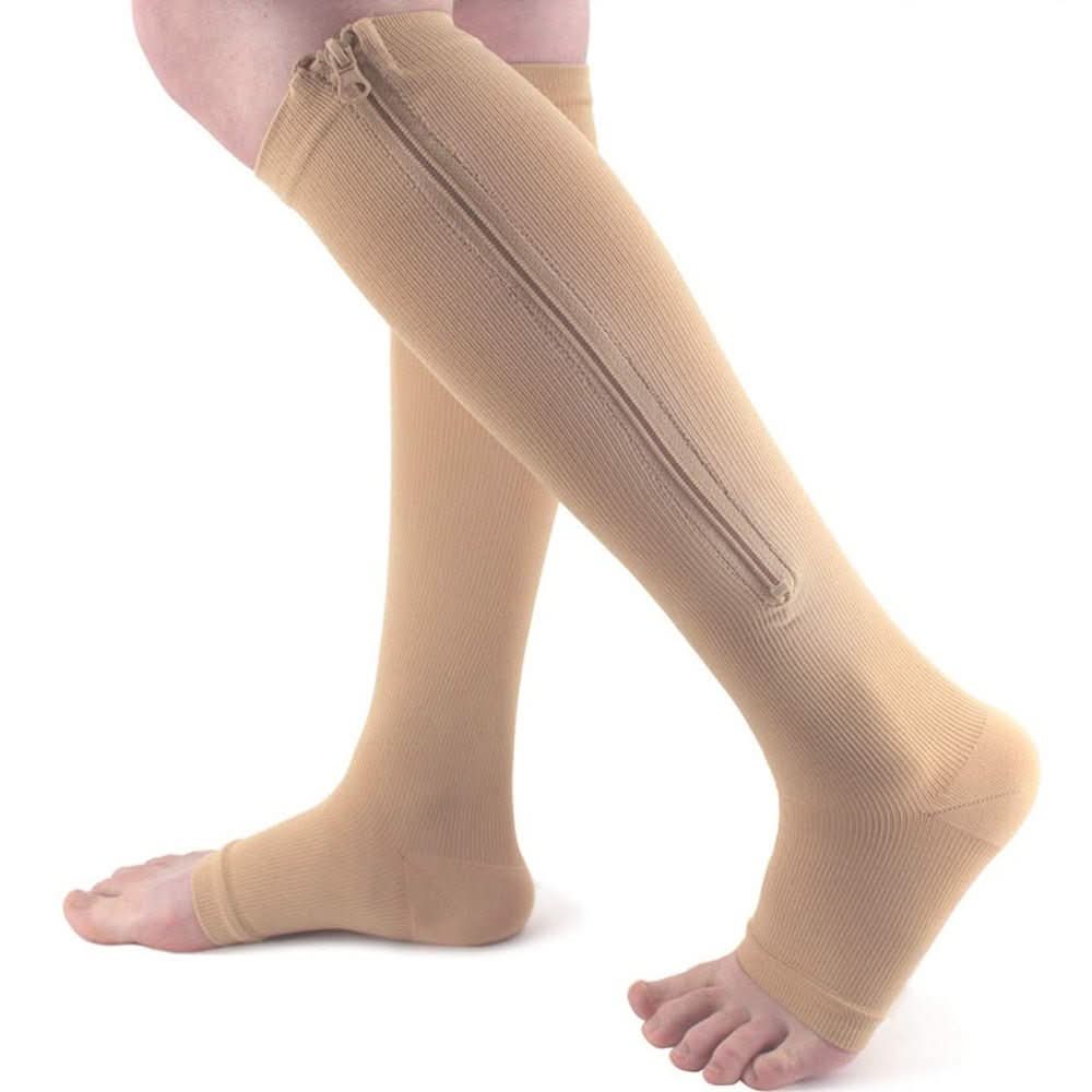 support stockings with zip for comfortable compression & easy handling