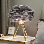 Table Lamp - FeatherLux - Dimmable Light - Elegant Feather Design