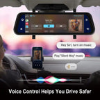 Mirror Dash Cam with 9.66-Inch Touchscreen, Dual 1280×720P Cameras and GPS
