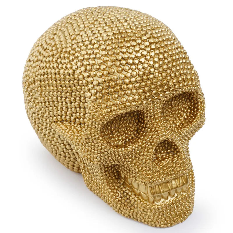 BUF Large Silver/Gold Skull Statue Resin Craft Decorative Ornaments Halloween Decoration Sculpture Home Decor Figures