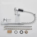 Retractable Faucet with Double Spout – Flexible Faucet for Sink, High Pressure, Swivel, Ideal for Modern Kitchens, Easy Installation