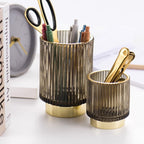 Elise Gold Foil Glass Makeup Halter & Organizer