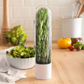 Herb storage container for fresh vanilla, vegetables, and herbs in the kitchen