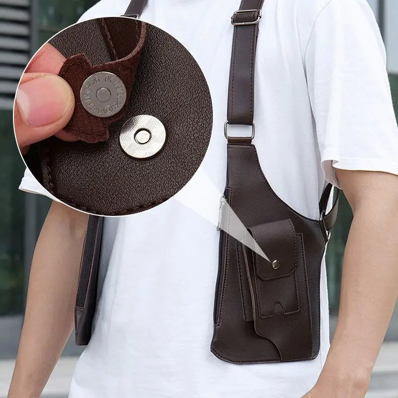 Men's Anti-Theft Shoulder Bag with Multiple Compartments