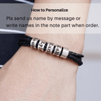 Men's braided bracelet with personalized name beads