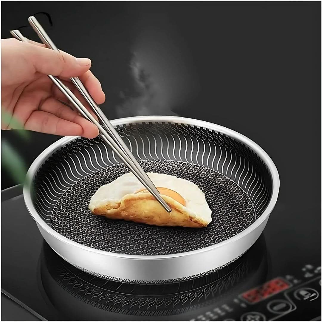 Stainless Steel Pan with Non-Stick & Hexa-Design