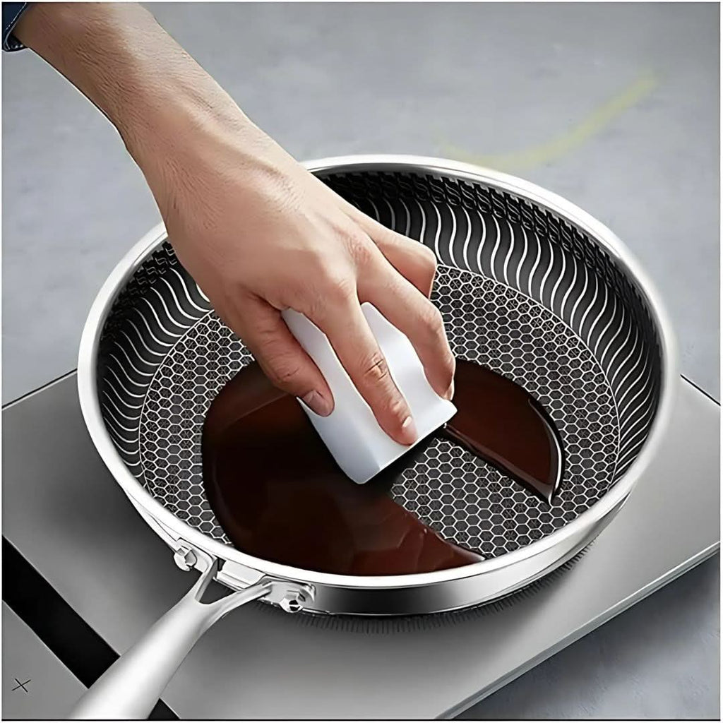 Stainless Steel Pan with Non-Stick & Hexa-Design