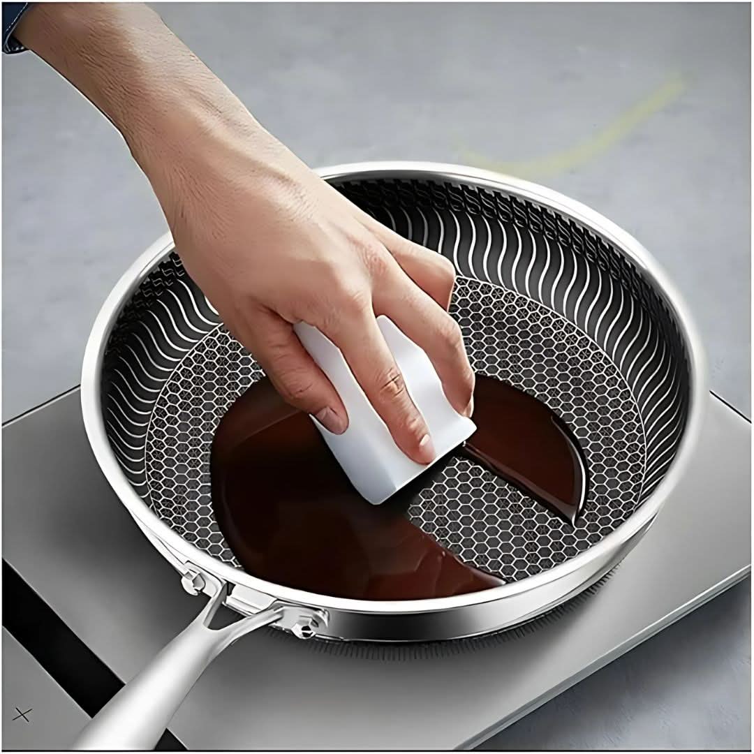 Stainless Steel Pan with Non-Stick & Hexa-Design