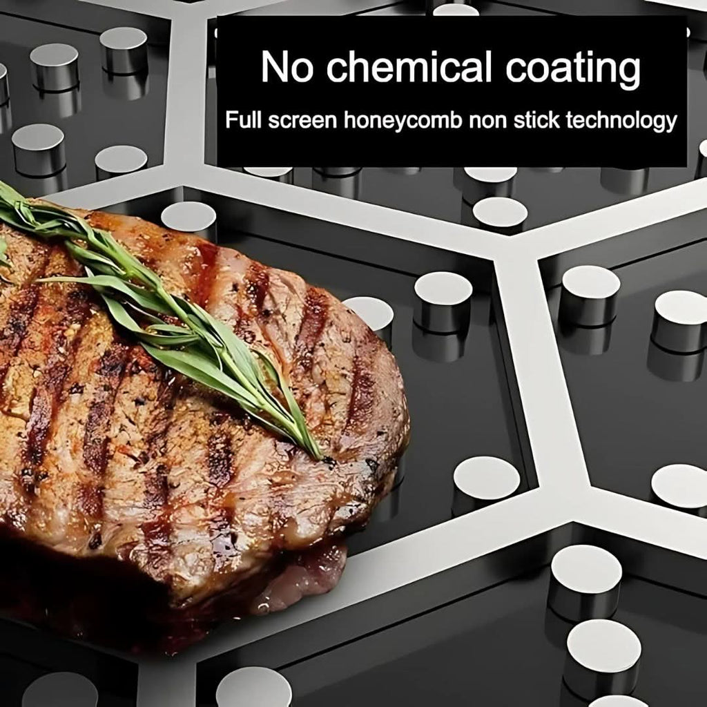 Stainless Steel Pan with Non-Stick & Hexa-Design