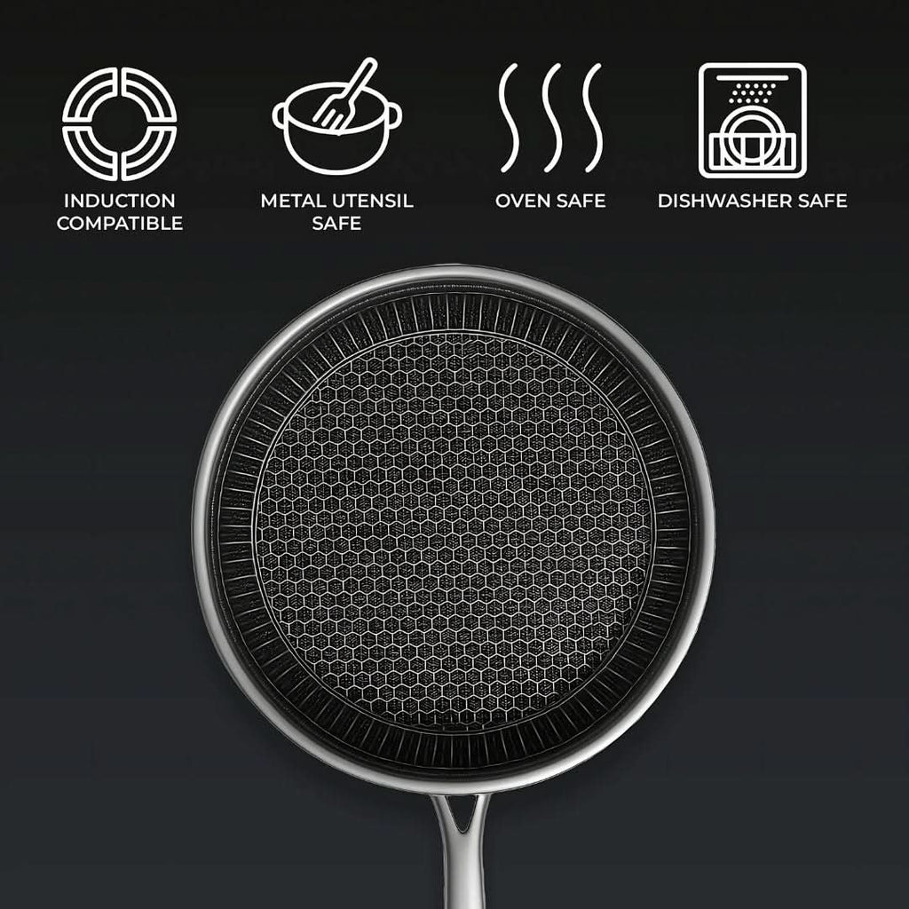 Stainless Steel Pan with Non-Stick & Hexa-Design
