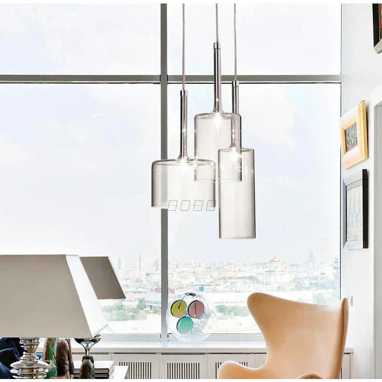 Pendant lamp for the dining table made of glass