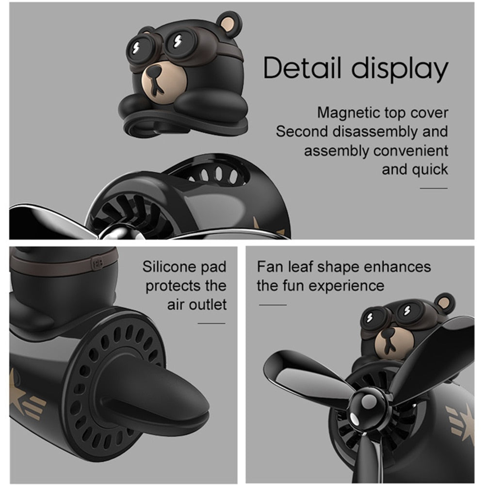 Bear Pilot Rotating Car Air Freshener