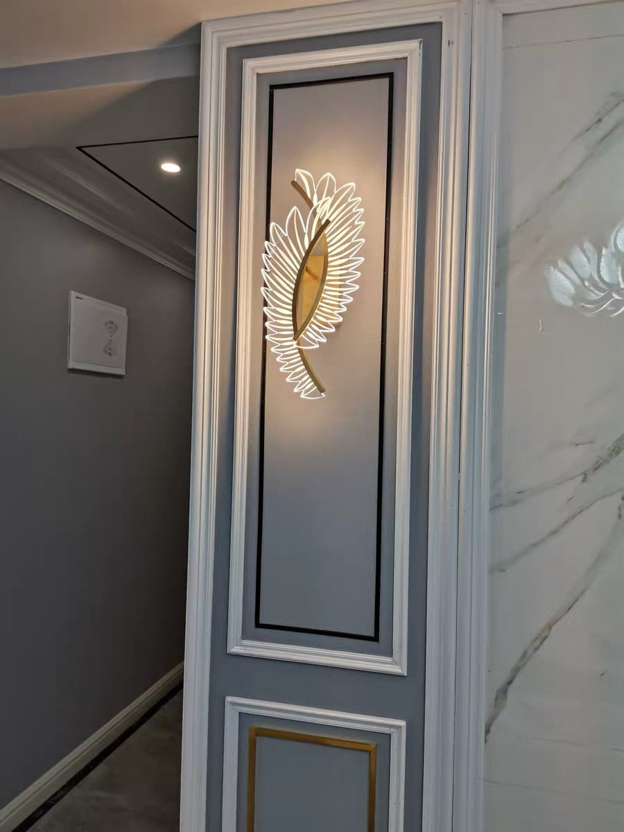 Wall Lamp with Nature-Inspired Golden Wing Motif