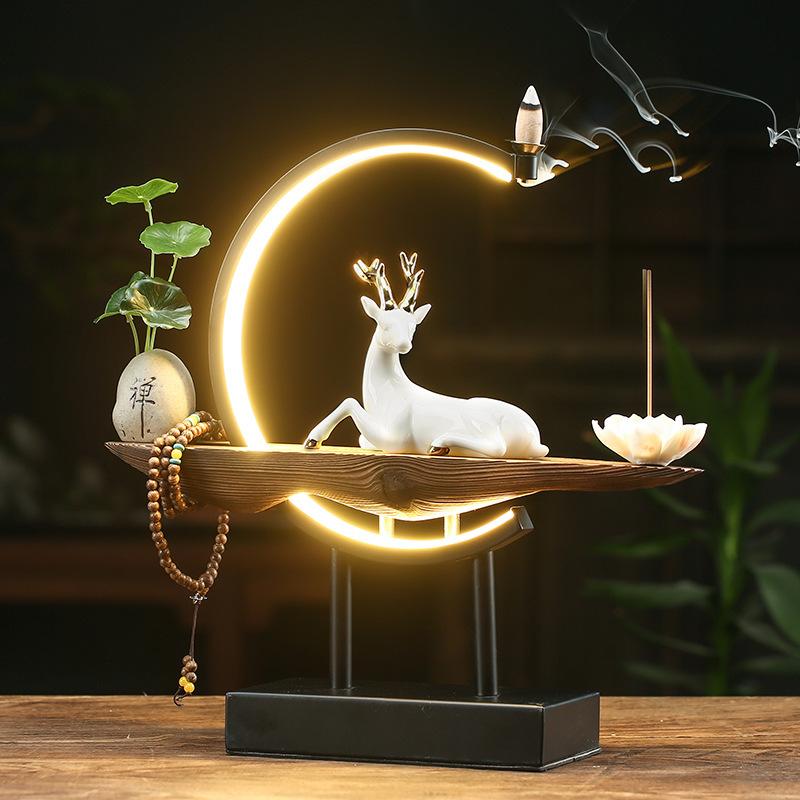 White Deer Incense Burner Lamp - SereneStag