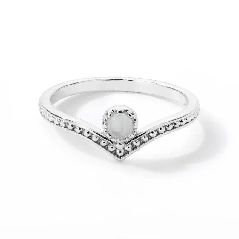 Vintage Inspired Opal Crown Point Ring