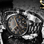 Military Black Steel Watch – Elegant Stainless Steel Men’s Wristwatch with Waterproof Design