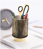 Elise Gold Foil Glass Makeup Halter & Organizer