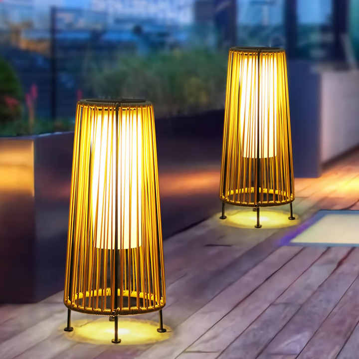 Solar LED Rattan Lantern – Large Outdoor Lighting in Oval Design for Garden and Terrace