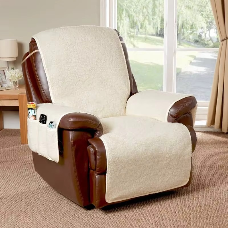 Plush Fleece Recliner and Armchair Protector Pad – Thick, Nonslip Furniture Cover