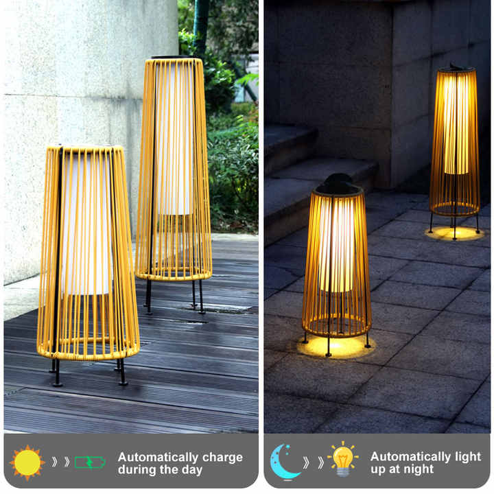Solar LED Rattan Lantern – Large Outdoor Lighting in Oval Design for Garden and Terrace