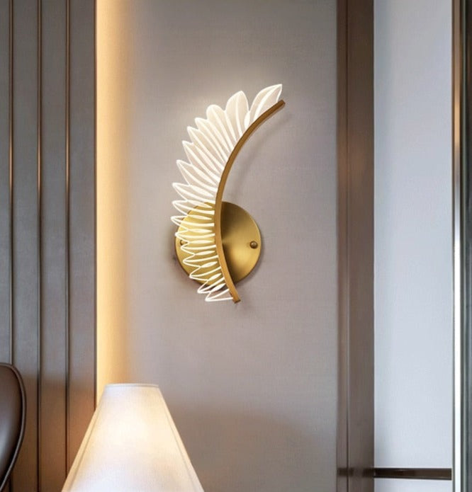 Wall Lamp with Nature-Inspired Golden Wing Motif
