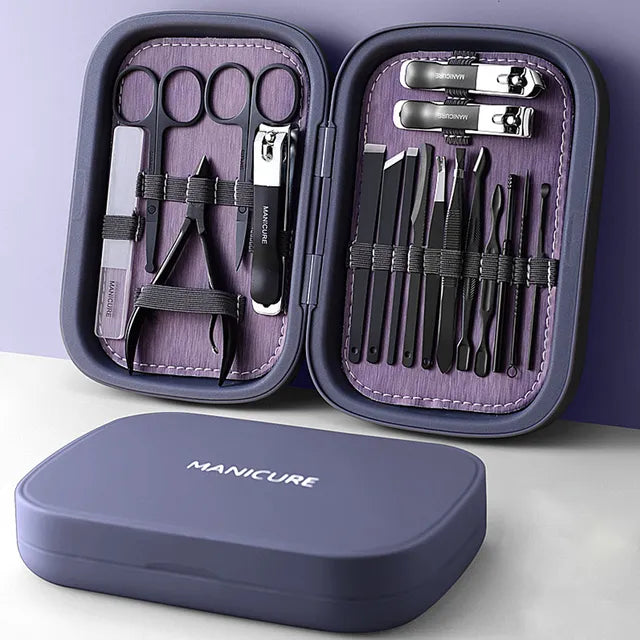 LuxNails | Professional Stainless Steel Manicure and Pedicure Set | Portable & Multifunctional | Luxurious Storage Box
