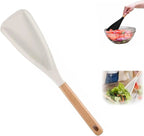 Heat-resistant silicone cooking spoon with wooden handle
