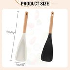 Heat-resistant silicone cooking spoon with wooden handle