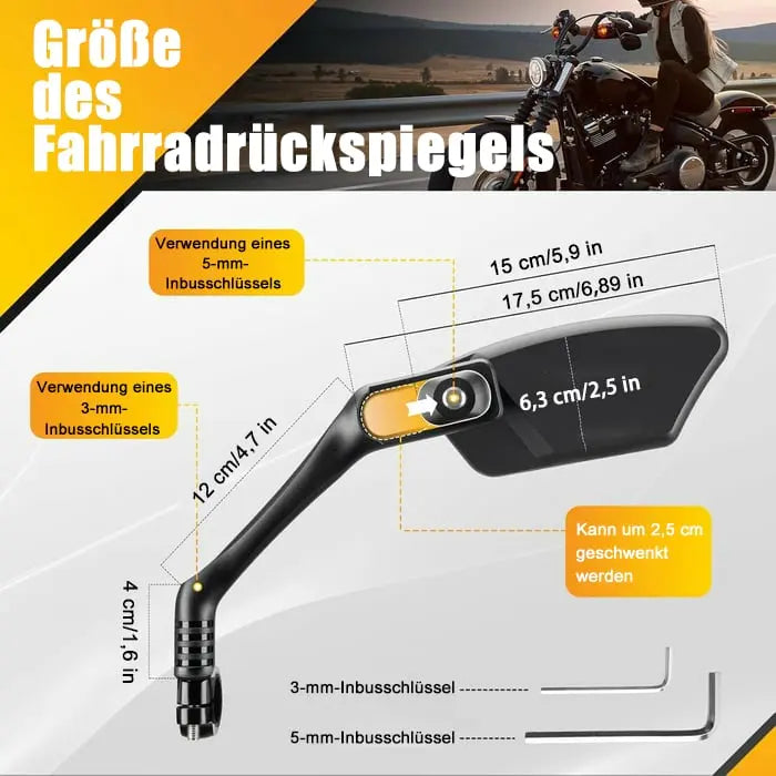 Bicycle mirror made of stainless steel – shatterproof & 360° rotatable for more safety