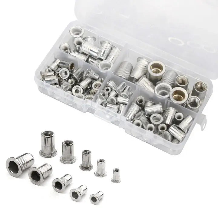 100-Piece Stainless Steel and Carbon Steel Rivet Nut Set in M3–M10 Sizes