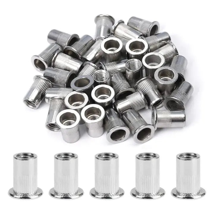 100-Piece Stainless Steel and Carbon Steel Rivet Nut Set in M3–M10 Sizes
