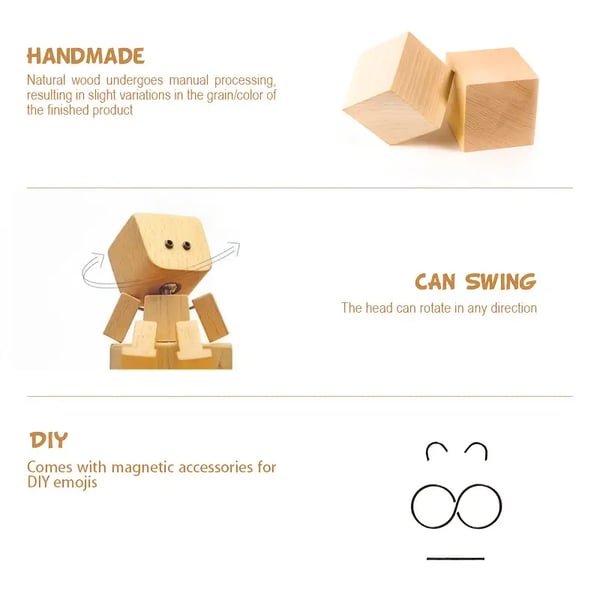Wooden Decoration Figure with Movable Rocking Function and Interchangeable Faces