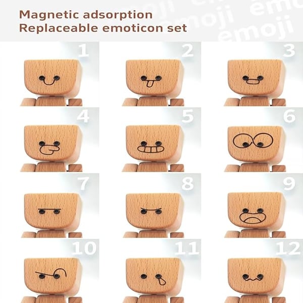 Wooden Decoration Figure with Movable Rocking Function and Interchangeable Faces