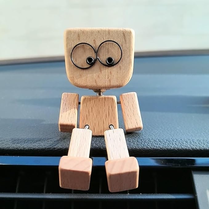 Wooden Decoration Figure with Movable Rocking Function and Interchangeable Faces