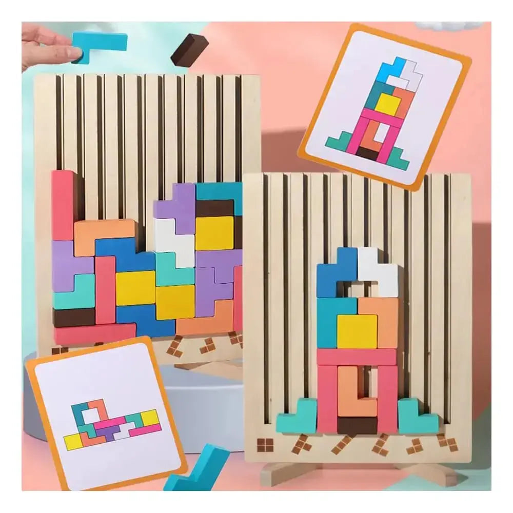 Wooden stacking game to promote concentration and fine motor skills