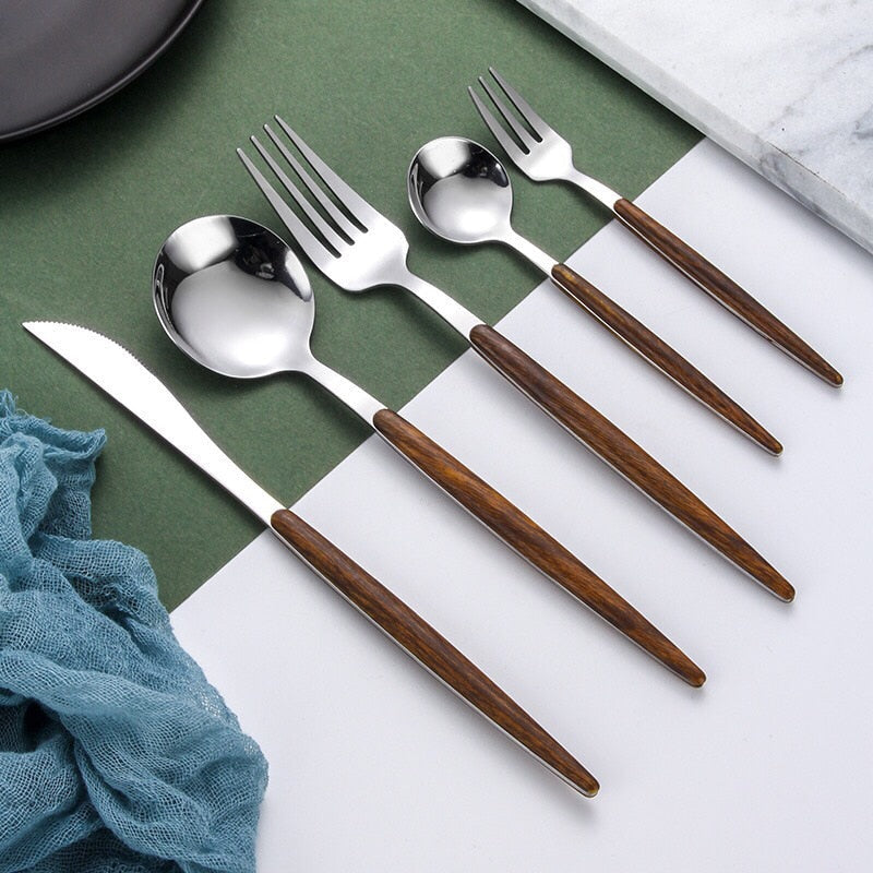 Wooden Handle Cutlery Set | Elegant Tableware for Every Occasion