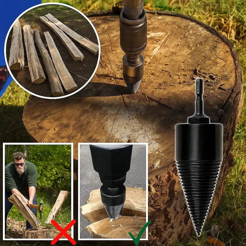 Wood splitting drill set – Energy-saving splitting with drill