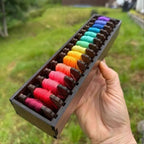 Wooden Bobbin Set with Animal Motifs – Organizer for Embroidery Floss (15 Bobbins)